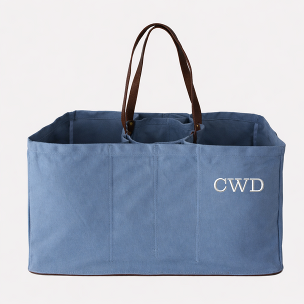 Steel Blue XL Canvas Market Tote -Embroidered 