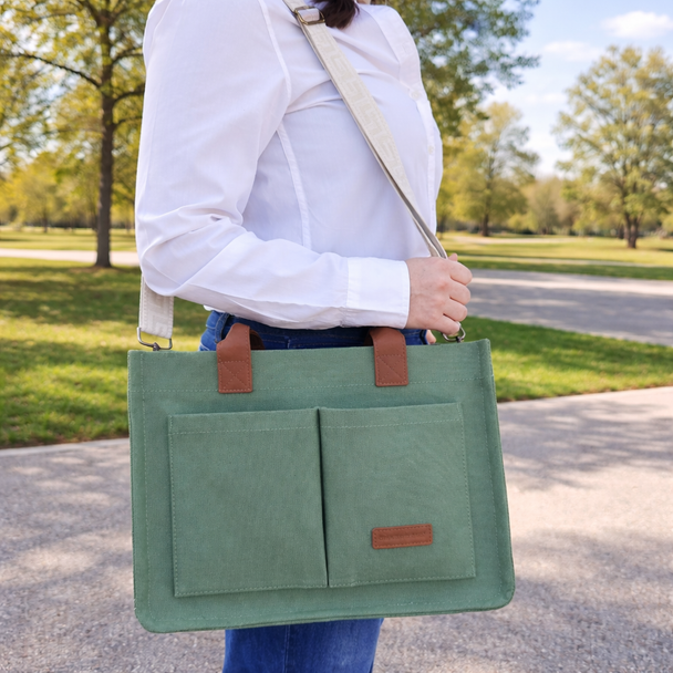 Daily Tasker Tote - Sea Green -Embroidered
