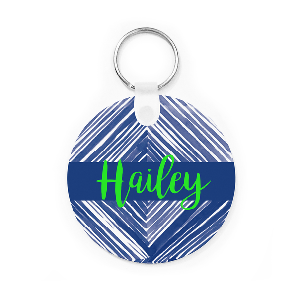 Rhombus Blue Key Chain