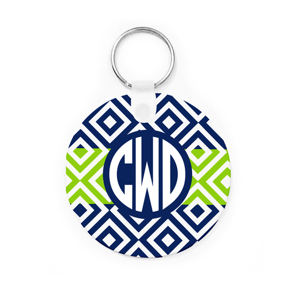 Navy Tiles Key Chain