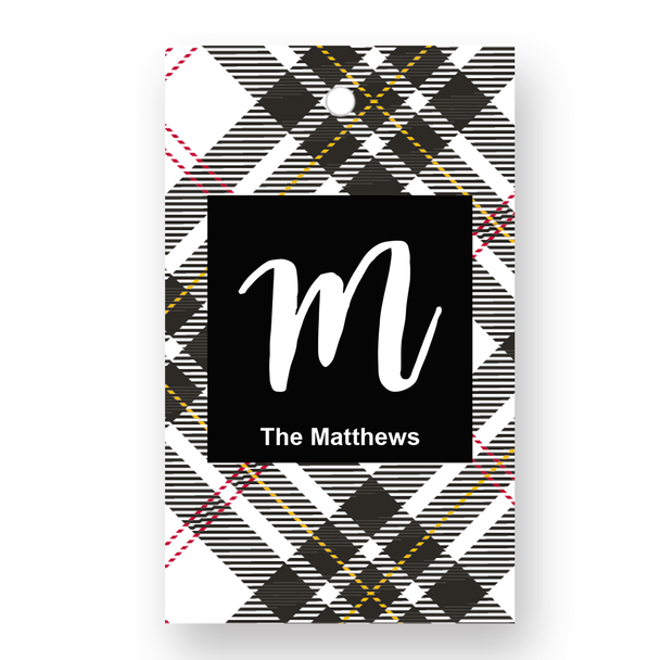 White Plaid Rectangle Gift Tags- Set of 41 - Pearl