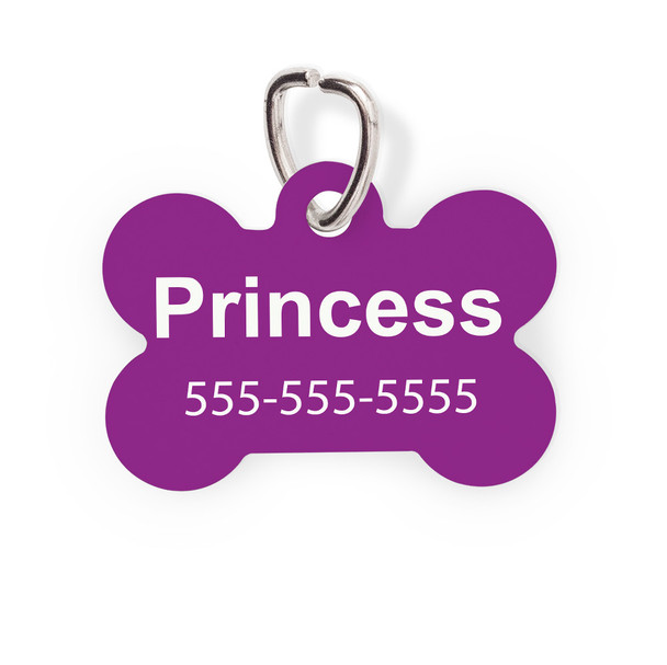 Purple Bone Pet Tag-Solid Color