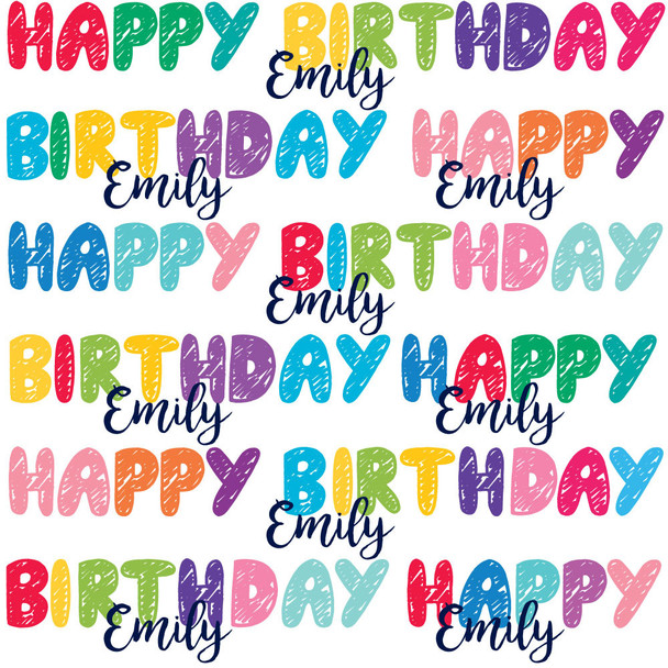 HB Bubble Letters on White Personalized Gift Wrap