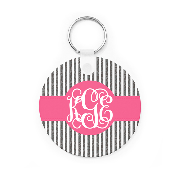 Grey Pinstripe Key Chain