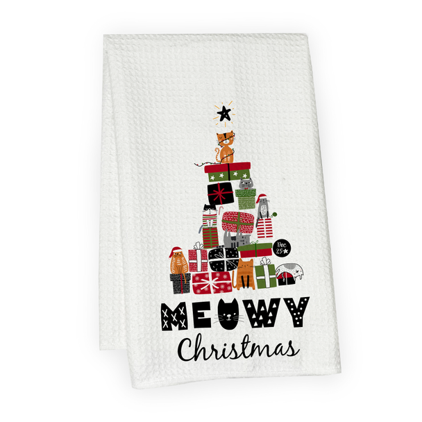 Meowy Christmas Microfiber Hand Towel