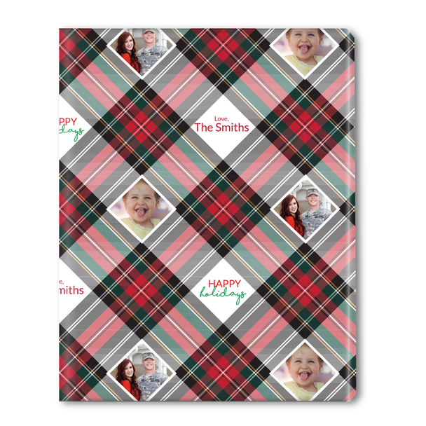 Framed White Plaid Personalized Gift Wrap