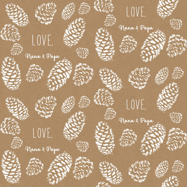 Kraft Stamped Pinecones Personalized Gift Wrap