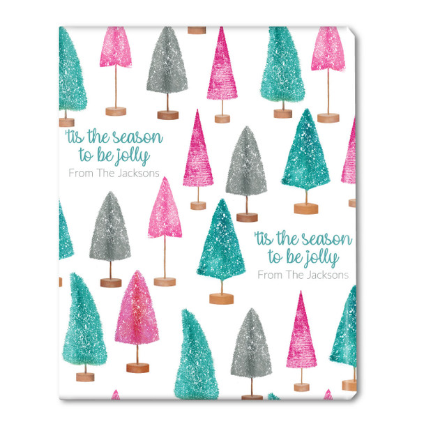 Bottle Brush Trees Personalized Gift Wrap-Multi