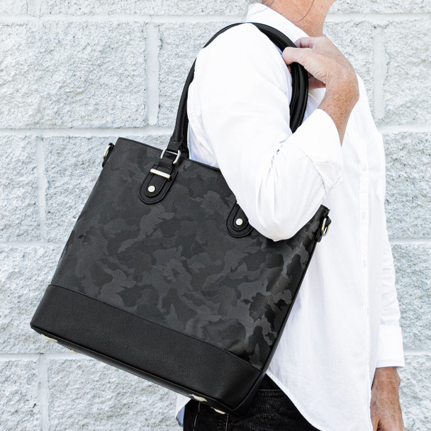 Midnight Camo Claire Tote - Vegan Leather