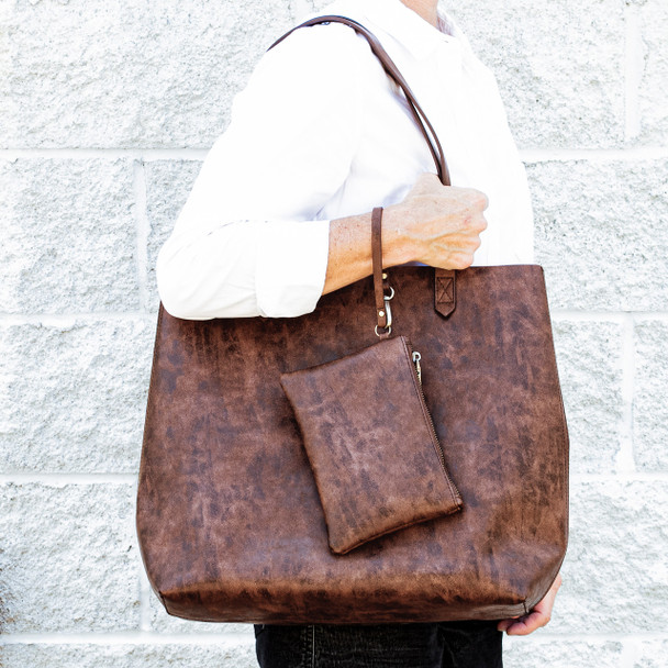 Chocolate Avondale Tote - Vegan Leather