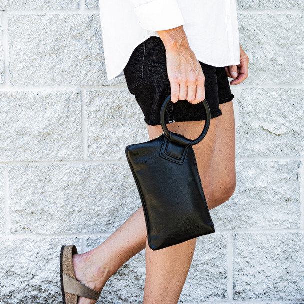 Vegan Leather Remi Wristlet-Midnight