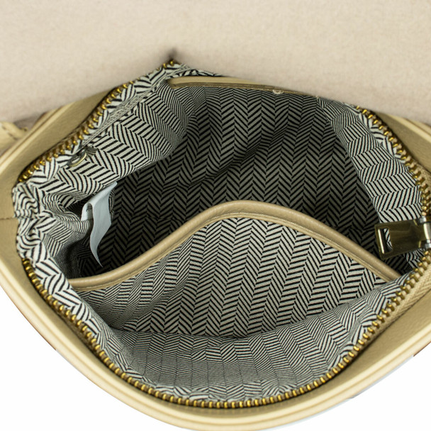 Khaki Front Flap Crossbody - Vegan Leather