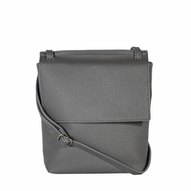 Dk Gray Front Flap Crossbody - Vegan Leather