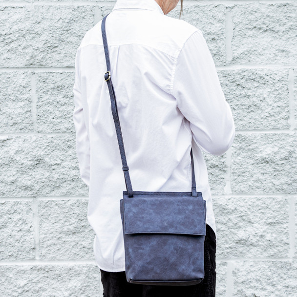 Indigo Front Flap Crossbody - Vegan Leather