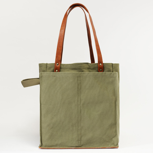 Olive Canvas Multi-Pocket Ultimate Market Tote