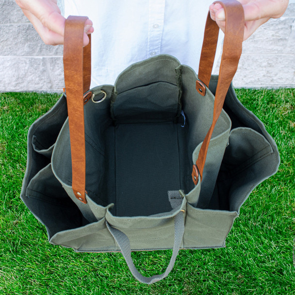 Olive Canvas Multi-Pocket Ultimate Market Tote