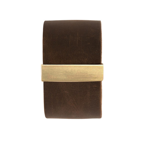 Brown Genuine Leather Cuff Bar Bracelet