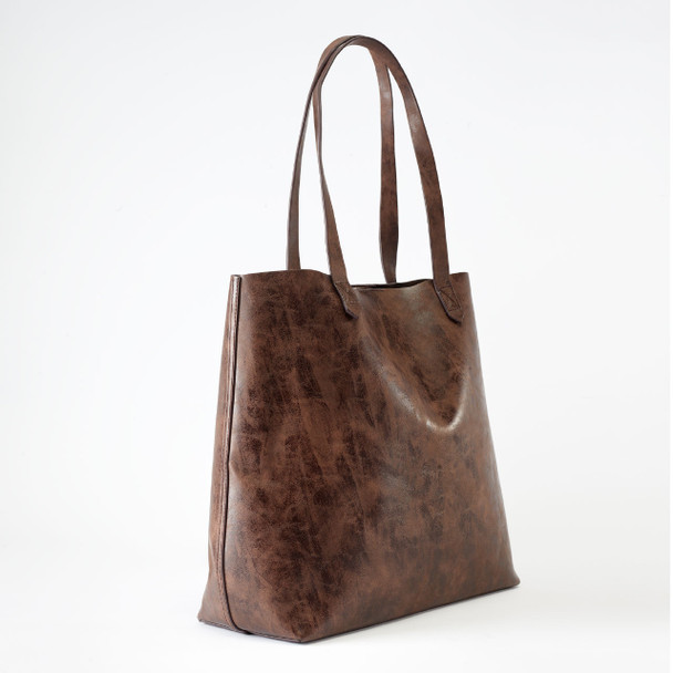Chocolate Avondale Tote - Vegan Leather - Stamped