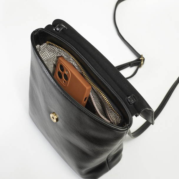 Midnight Front Flap Crossbody - Vegan Leather - Stamped
