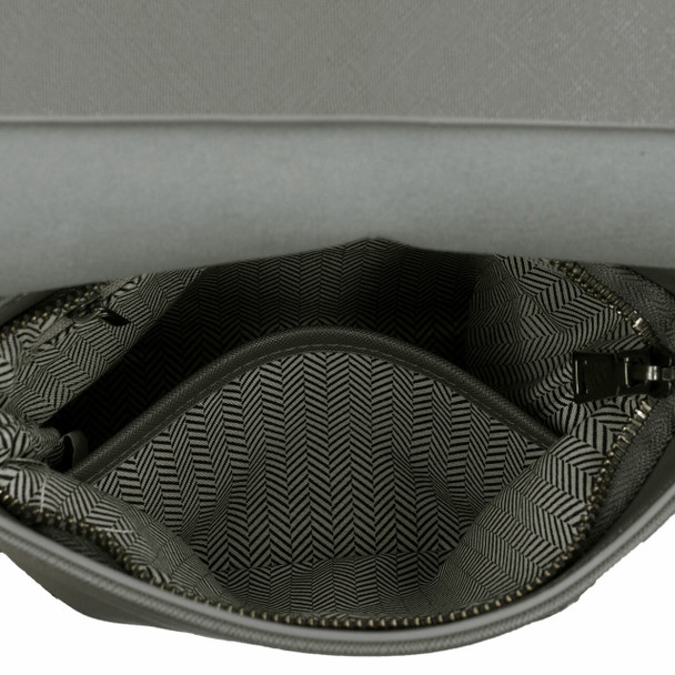 Dk Gray Front Flap Crossbody - Vegan Leather - Stamped