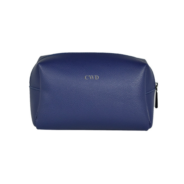 Vegan Leather Travel Pouch - Navy - Stamped