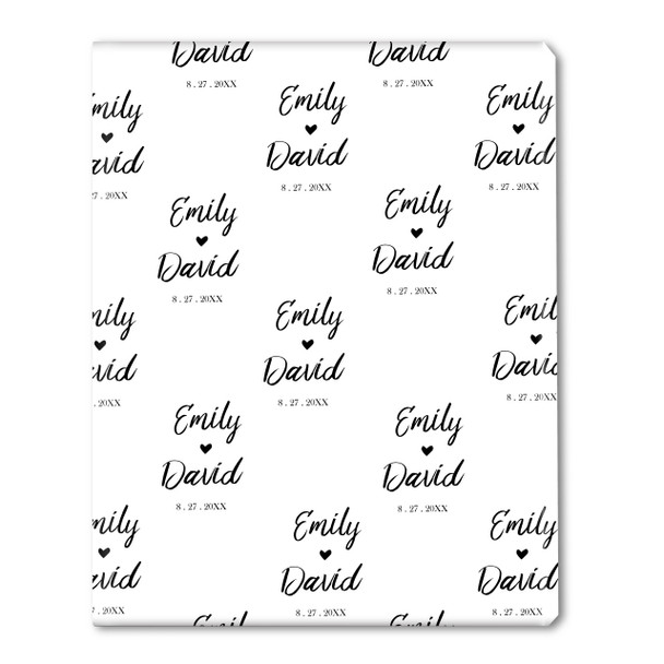 White Scripted Wedding Personalized Gift Wrap