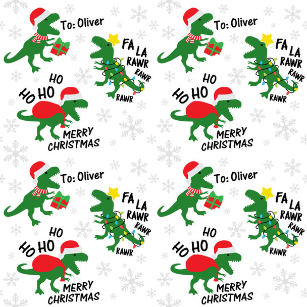 T-Rex Santa Personalized Gift Wrap