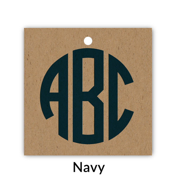Square Monogrammed Gift Tags - Set of 35 - Kraft