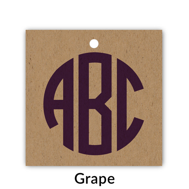 Square Monogrammed Gift Tags - Set of 35 - Kraft