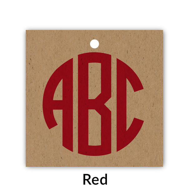 Square Monogrammed Gift Tags - Set of 35 - Kraft