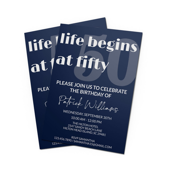 Life Begins at 50 Party Invitation