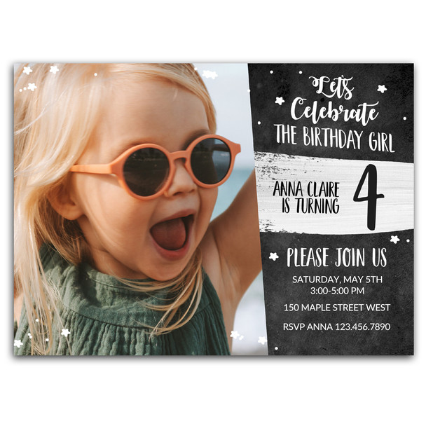 Chalk Birthday Girl Party Invitation