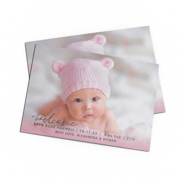 Welcome Scripted Photo Birth Announcement
