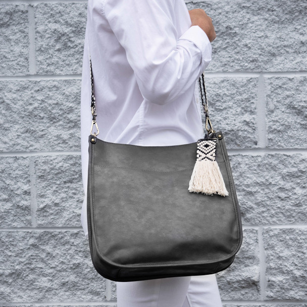 Dark Gray Lenox Saddlebag - Vegan Leather