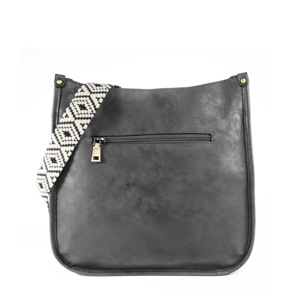 Dark Gray Lenox Saddlebag - Vegan Leather - Embroidered