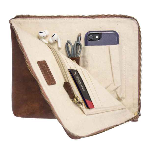 Brown Tech Organizer - Vegan Leather