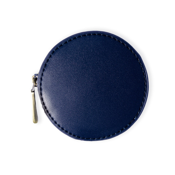 Round Coin Purse- Navy - Vegan Leather