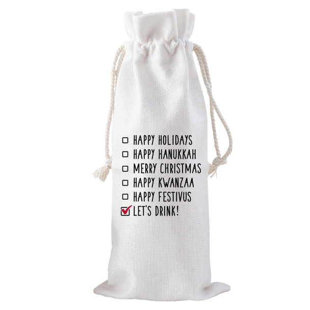 Let's Drink Drawstring Bottle Tote Let's Drink Drawstring Bottle Tote