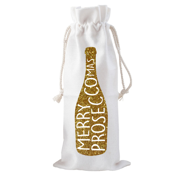 Merry Proseccomas Drawstring Bottle Tote Merry Proseccomas Drawstring Bottle Tote