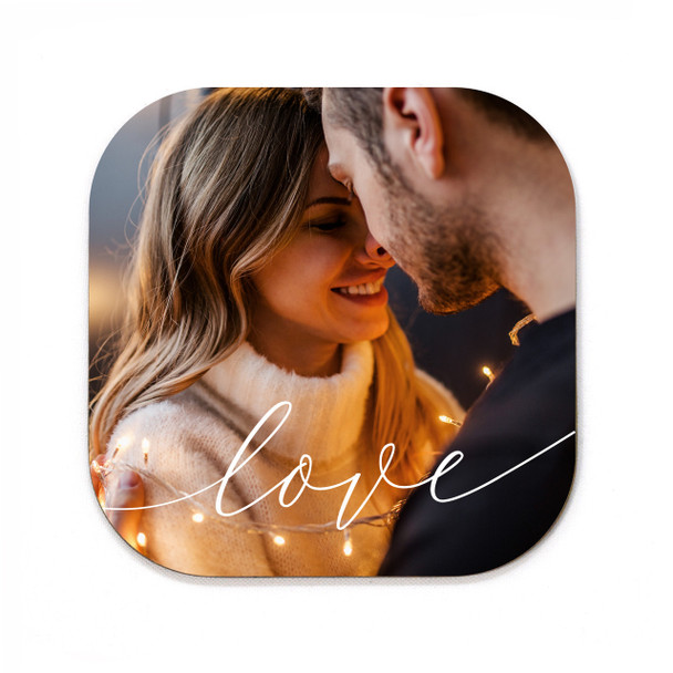 Love Script Photo Square Coaster