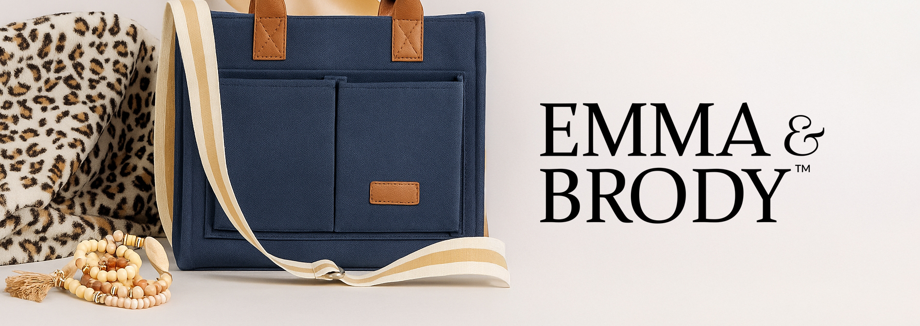 2. A stylish blue bag featuring leopard print alongside a simple white bag.