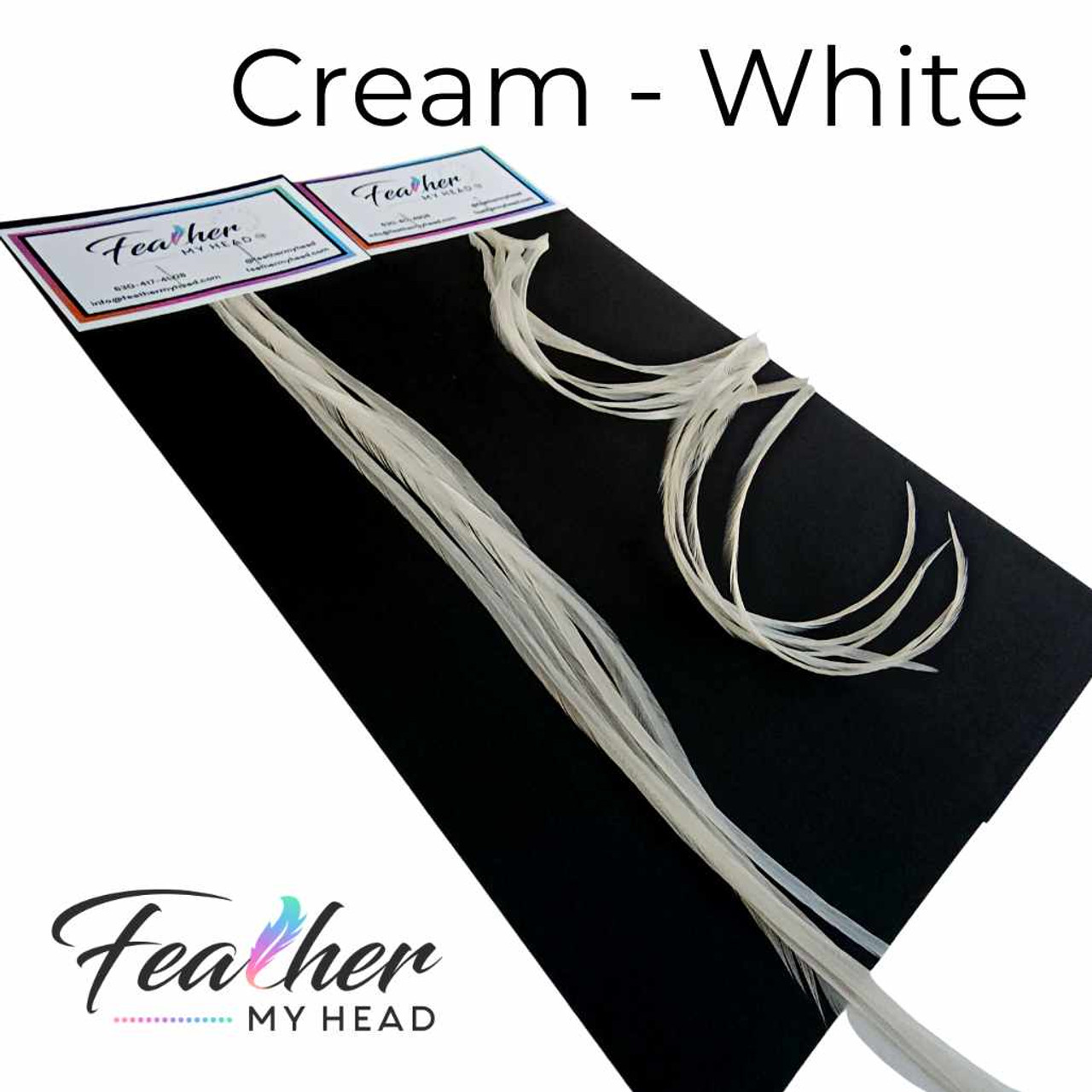 Cream - White Hair Feather Extensions