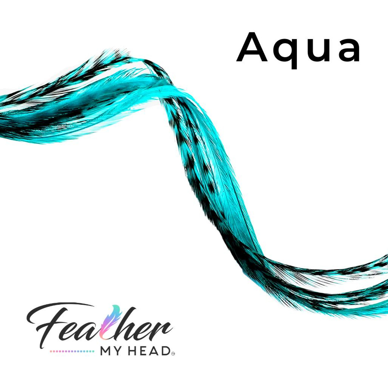 Feather Hair Extension Clip in Blue, Turquoise, Pale Blue and