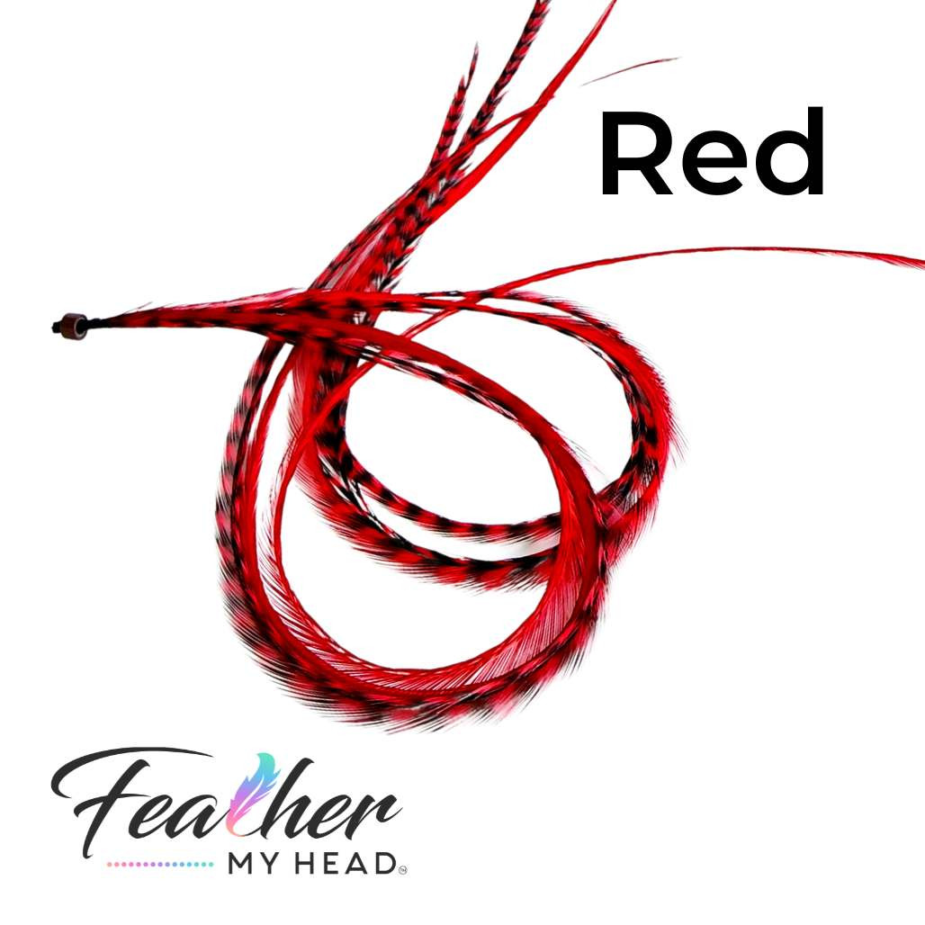 Red Hair Feather Extensions Long Feather Extension Kit