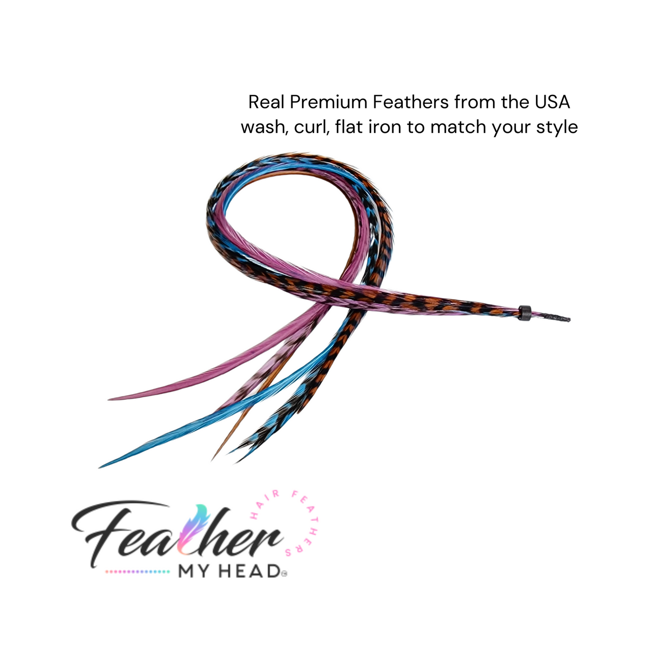 Sugar and Spice Feather Hair Extensions . Mix of Plum Purple, Blue, and