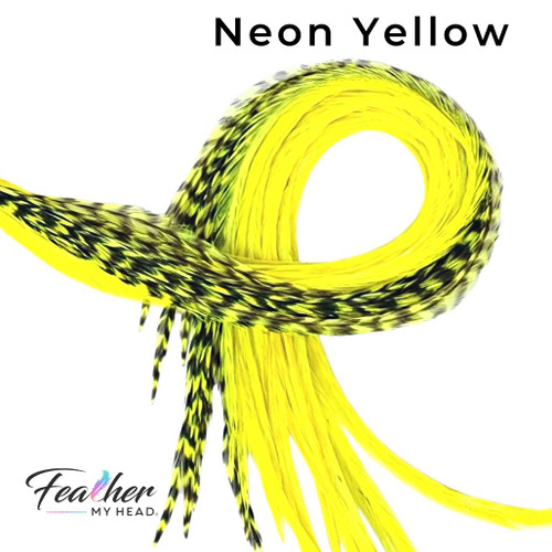 Bright neon yellow hair feathers