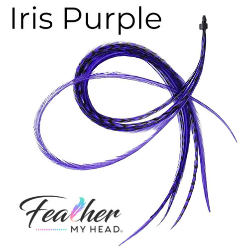 Hair feather extension kit. Purple Iris.