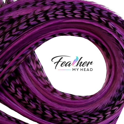 Purple Pink Brown Hair Feathers - Feather Extensions - Hippie Shake Mix