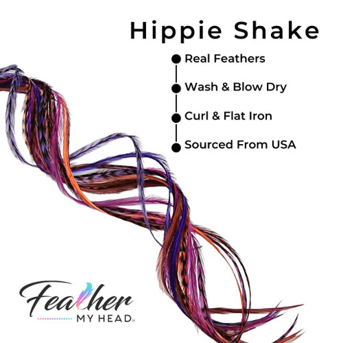 Sugar and Spice Feather Hair Extensions . Mix of Plum Purple, Blue, and  Brown Feathers. Long Lengths and Hair Feather Kit Available