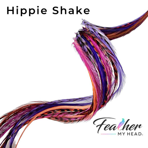 Sugar and Spice Feather Hair Extensions . Mix of Plum Purple, Blue, and  Brown Feathers. Long Lengths and Hair Feather Kit Available